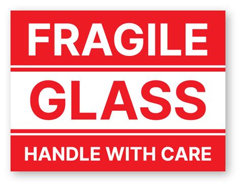 Fragile Glass Handle With Care Shipping Label