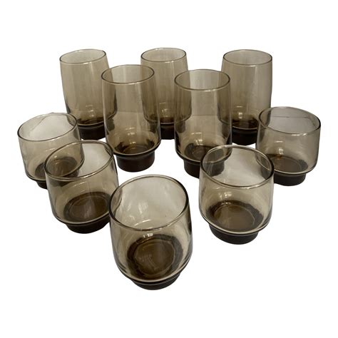 vintage libbey drinking glasses tawny brown tumbler and glass rock barware set 10 pieces chairish