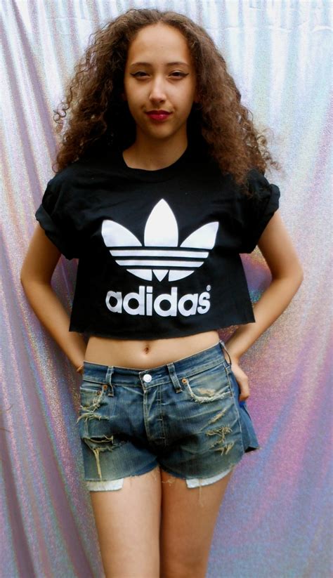 Classic Back Adidas Swag Sexy Style Crop Top Tshirt Fresh Boss Dope
