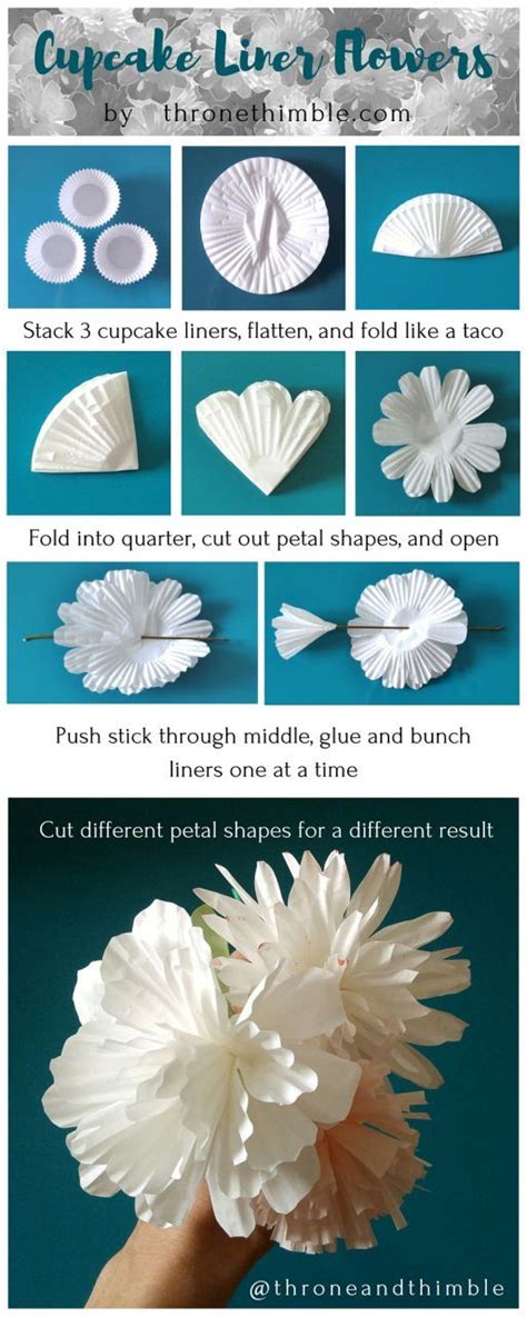 In my haste to make some chocolate chunk muffins. Flowers out of cupcake liners- very easy and affordable DIY- use for centrepieces and decor ...