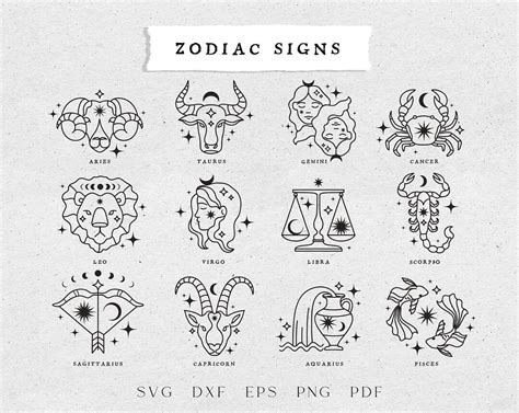 Celestial Zodiac Signs Svg Astrology Svg Files For Cricut Etsy