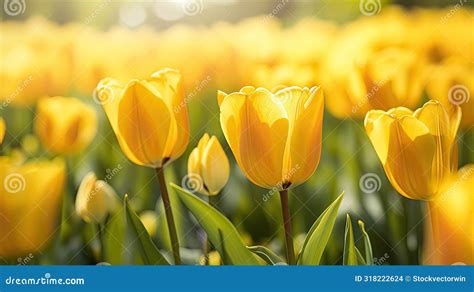 Spring Tulips Flower Border Background Royalty Free Stock Photography