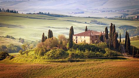 Wallpaper Tuscany Countryside Trees Houses Fields Summer Italy