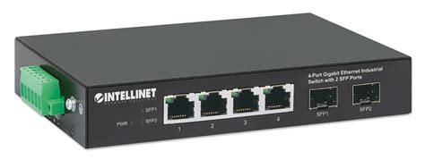 Intellinet 4 Port Gbe Industrial Switch W 2 Sfp Ports 508247