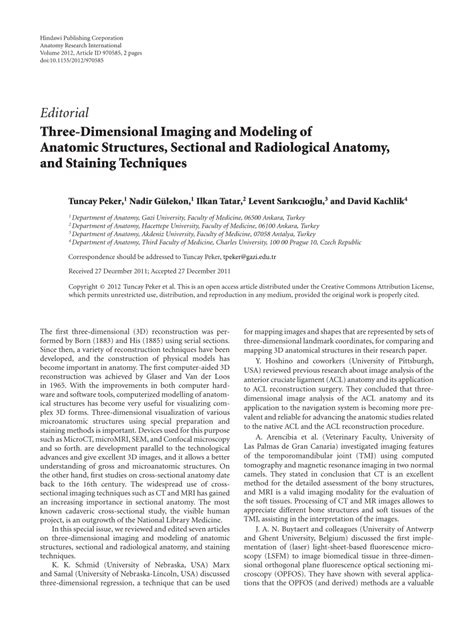 Pdf Three Dimensional Imaging And Modeling Of Anatomic Structures