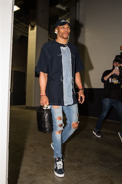 In the 2016 playoffs, russell westbrook has worn everything from flowing, billowy pants to a shirt with a. Every Outfit Russell Westbrook Has Worn During the 2016 ...