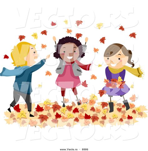 Vector Of Cartoon Kids Playing In Autumn Leaves By Bnp Design Studio