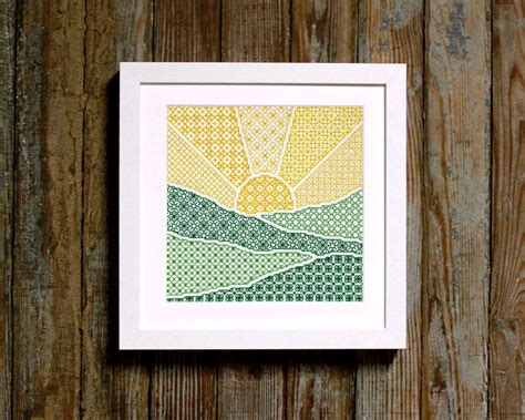 Starting july 1, we'll release one pattern per day right here. blackwork sunrise pattern - diy - modern - pdf - instant ...