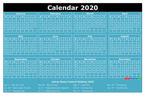 Free Printable Calendar With Holidays 2020 Word Pdf