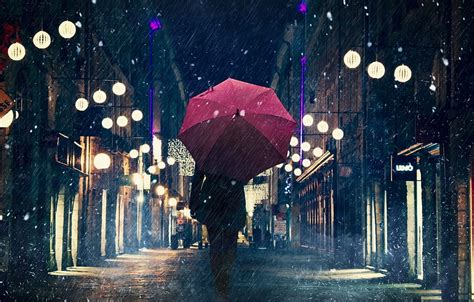 1920x1080px 1080p Free Download City Umbrella Night Rain