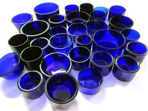 Replacement Circular Round Bristol Cobalt Blue Glass Liner For Silver Salt Inkwell Mustard Pot