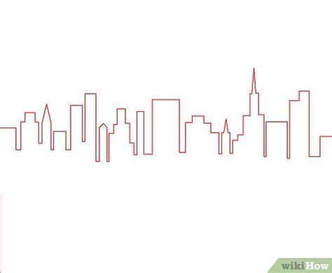 Use dark squares for the windows of the smaller building in the middle, and form the outlines of more buildings in the distance. Come Disegnare un Paesaggio Urbano: 4 Passaggi