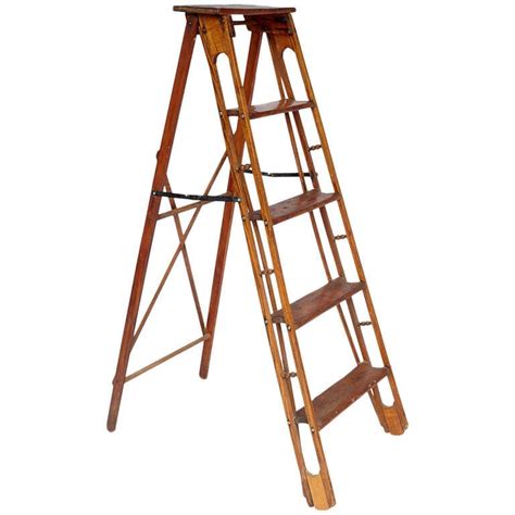 Vintage Four Step Wooden Ladder At 1stdibs