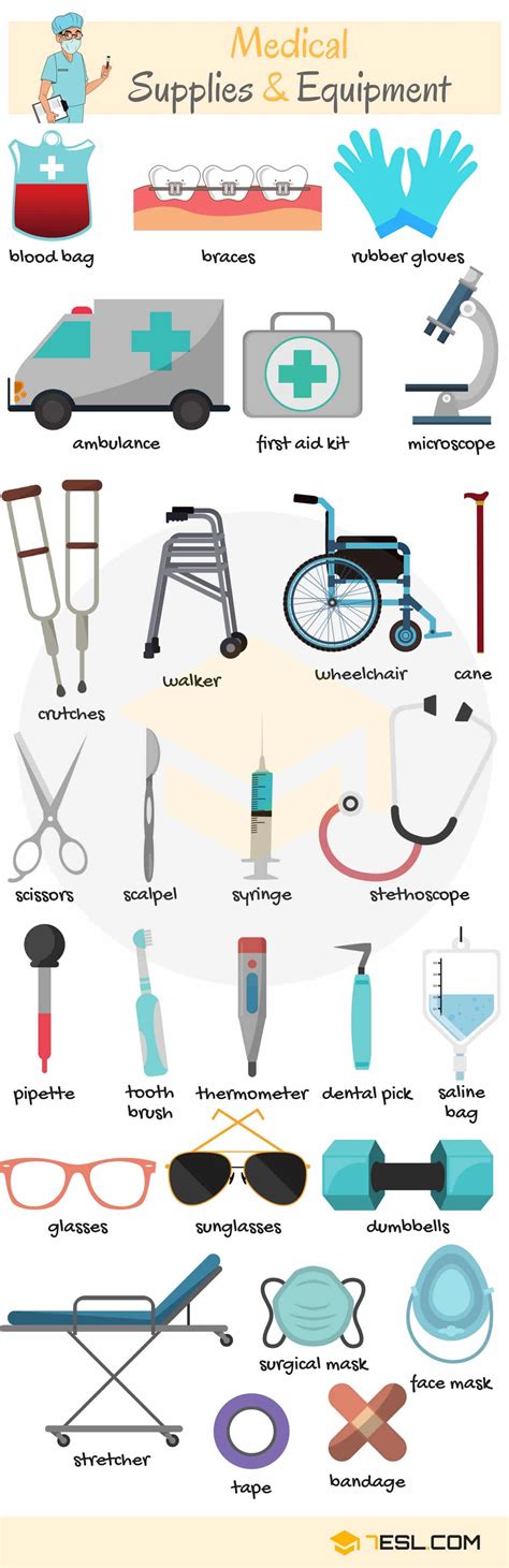 Medical Supplies And Equipment Names In English 7esl