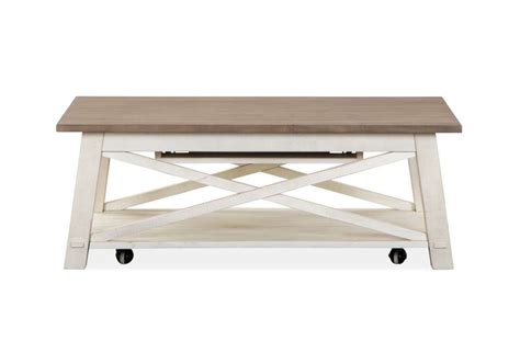Magnussen Fraser Lift Top Coffee Table With Casters In Rustic Pine