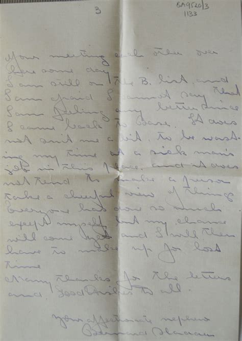 September 6th 1917 Letter From Bernard Sladden To His Uncle Julius