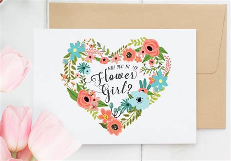Will You Be My Flower Girl Printable Flower Girl Card Blush