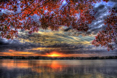 Good Bye Until Tomorrow Fall Leaves Sunset Lake Oconee Georgia