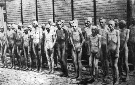 Naked And Emaciated Soviet Prisoners Of War In Mauthausen Concentration