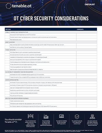 ICS Cybersecurity Checklist Guide To Choosing Solution Tenable