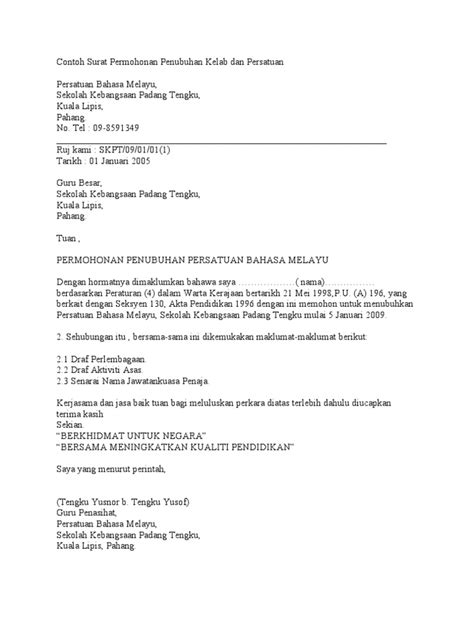 Membuat kertas kerja program atau aktiviti persatuan 3. Contoh Surat Permohonan Penubuhan Kelab Dan Persatuan ...