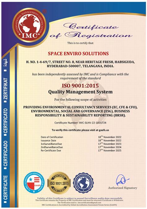 Imc Certificate Spaceenviro