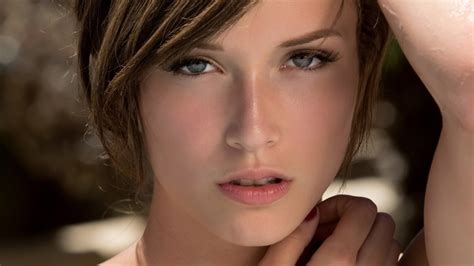 X Malena Morgan Face Lips Blue Eyes Eyes Brunette Women Wallpaper KB