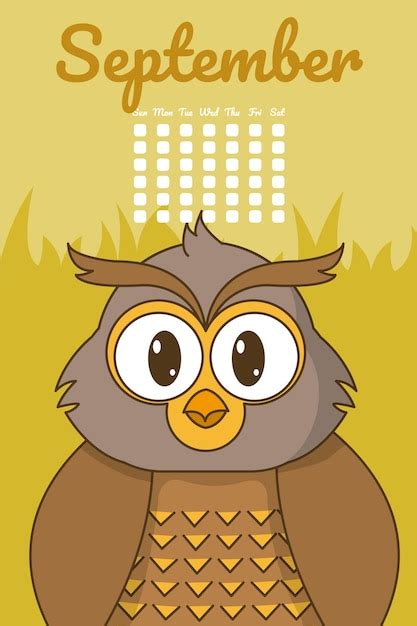 Premium Vector Owl Cute Calendar