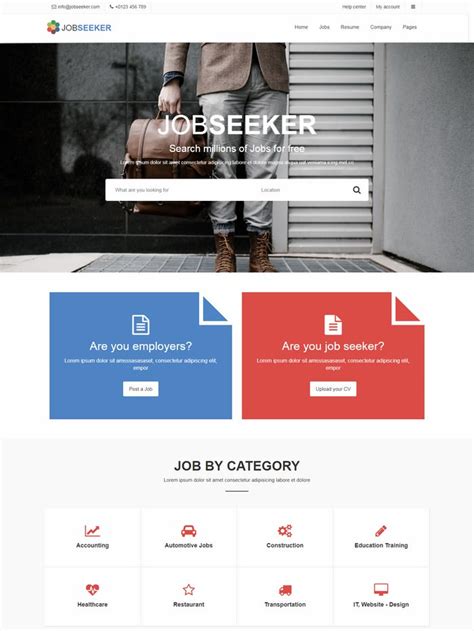 Career Html Page Template Free Printable Templates