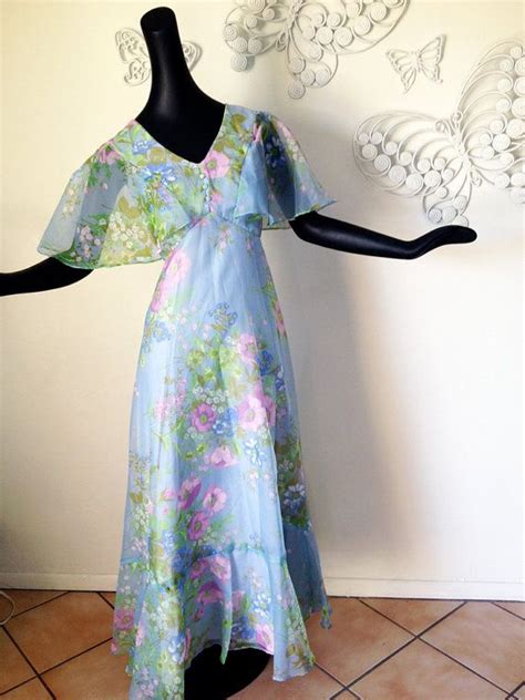 Vintage 70s Hippie Dress Prom Dress 1970s Fairy Dress Sheer Etsy