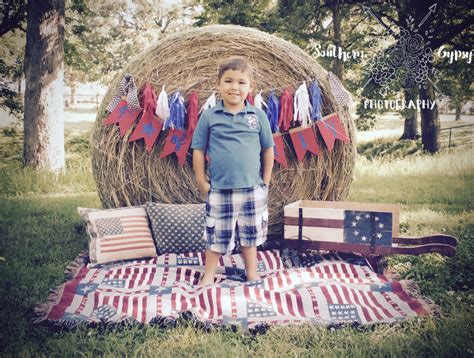 4th Of July Themed Mini Session Fourth Of July Round Bale Hay Styled