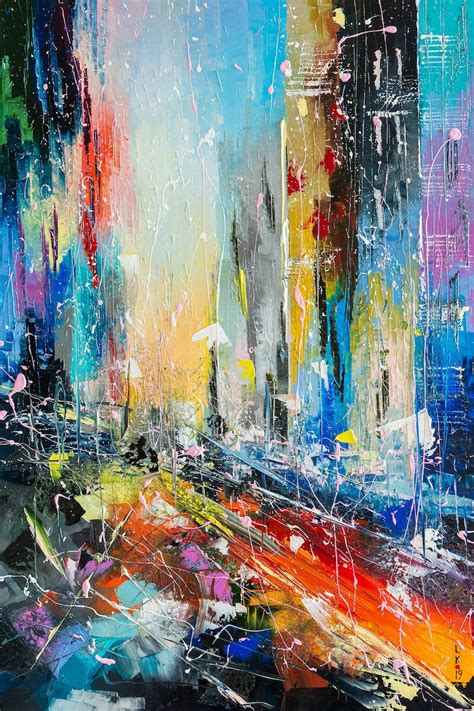 Abstract Oil Painting On Canvas Abstract Cityscape Etsy