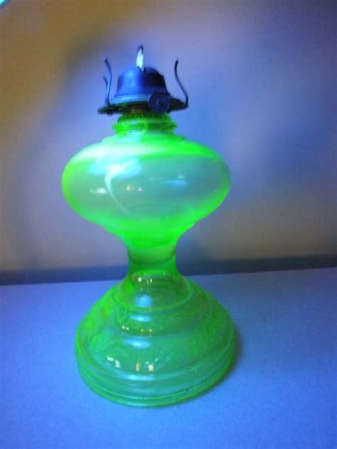 Antique Vaseline Uranium Glass Lamp