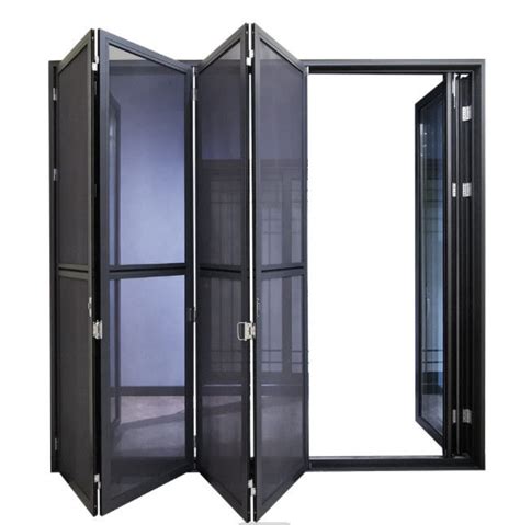 Soundproof Black Aluminium Bifold Doors Aluminum Mosquito Net Door