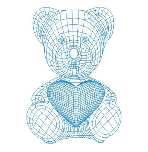Download Teddy bear with heart 3d illusion lamp plan Free Vector ...