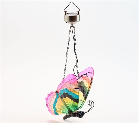 Plow And Hearth Hanging Solar Illuminated Glass Butterfly