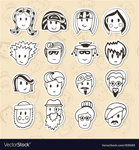 Hand Drawn Different Funny Faces Doodle Avatars Vector Image
