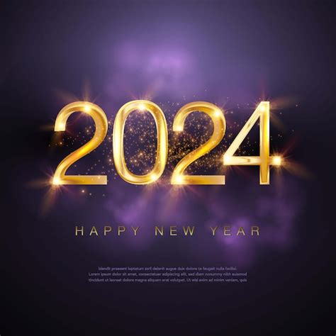 Premium Vector Happy New Year 2024 Golden Metal Number