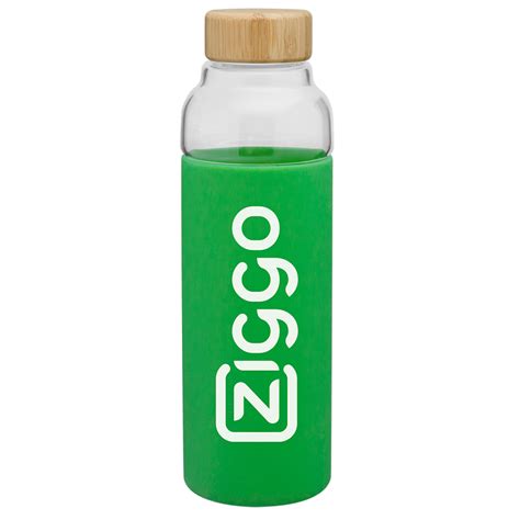h2go bali glass water bottle 18 oz show your logo