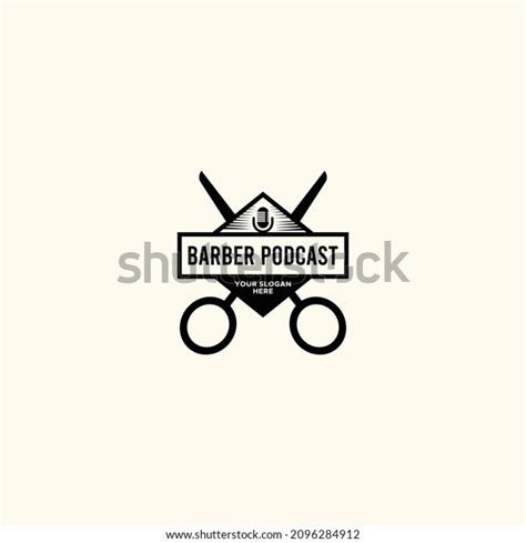 Vintage Barber Podcast Scissors Cuting Logo Stock Vector Royalty Free Shutterstock