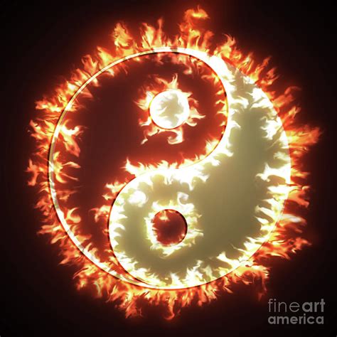 Yin And Yang On Fire Digital Art By Benny Marty Pixels