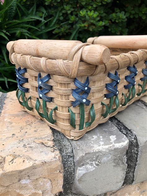 Double Rolling Pin Basket Texas Bluebonnet Basket Kitchen Etsy