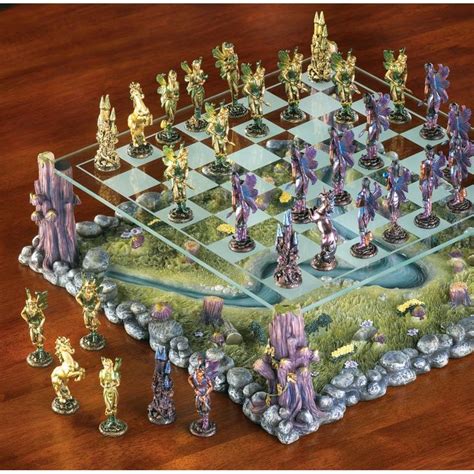 Faerie World Mythical Fairy Battle Chess Board Game Set Chess Board