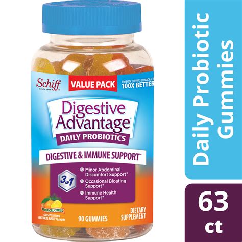 Digestive Advantage Daily Probiotic Natural Fruit Flavor Gummies 90