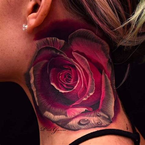 15 Beautiful Rose Neck Tattoos Tattoodo