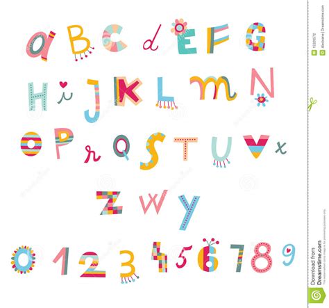 Alphabet picture and word posters (sb5554). Cute Alphabet And Numbers Stock Photography - Image: 15320572
