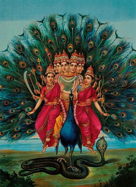 Skanda With His Consorts Painting By Raja Ravi Varma Pgurus