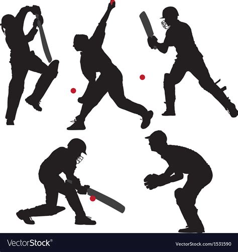 Cricket Sport Silhouette Royalty Free Vector Image