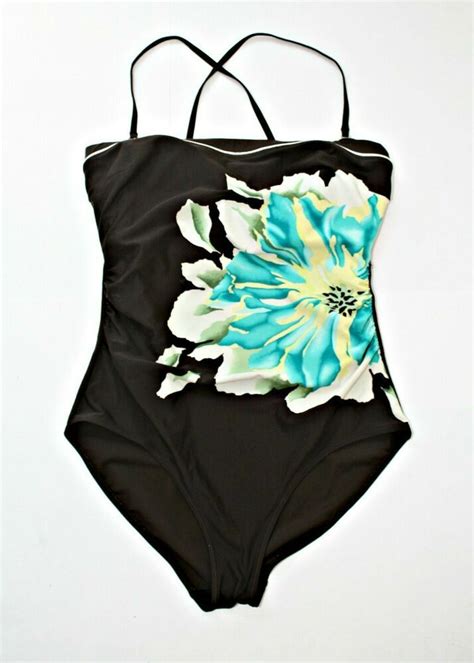 Christina 1 Piece Swimsuit Brown Large Flower Beach Pool Cruise