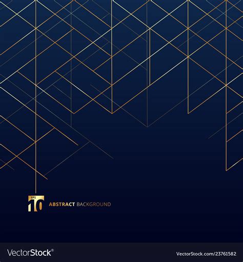 Abstract Dimension Lines Gold Color On Dark Blue Vector Image
